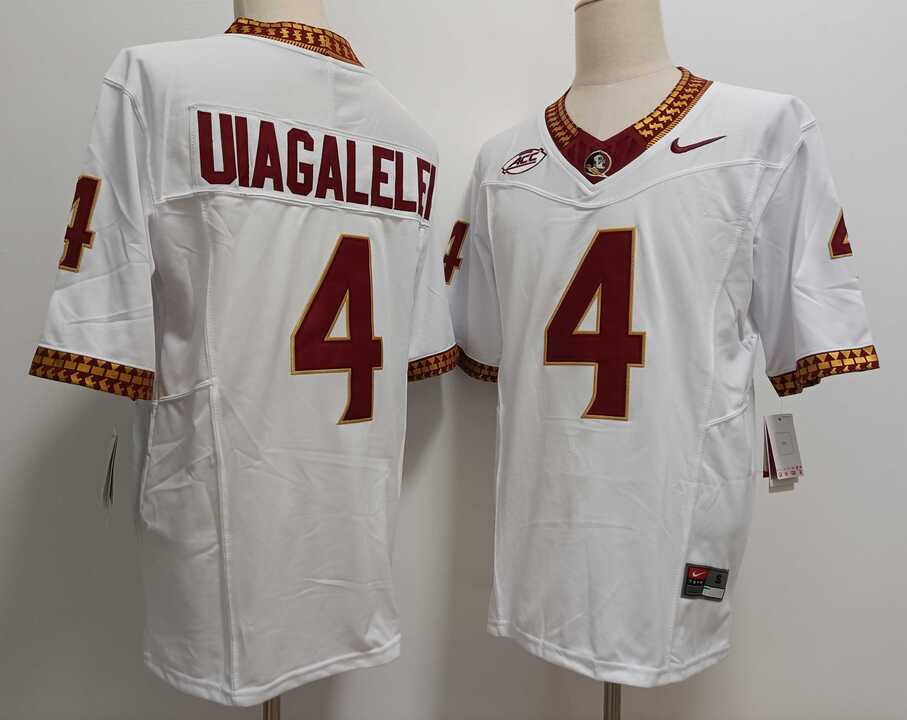 Mens Florida State Seminoles #4 DJ Uiagalelei White FUSE College Stitched Jersey->florida state seminoles->NCAA Jersey